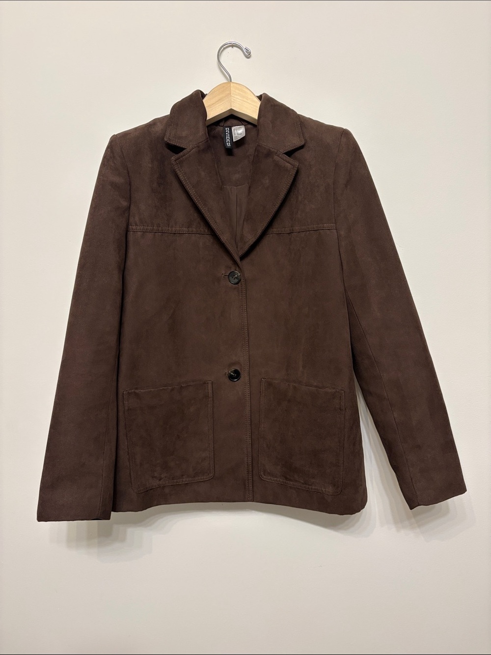 H&M dark Brown faux suede jacket sz s small preloved